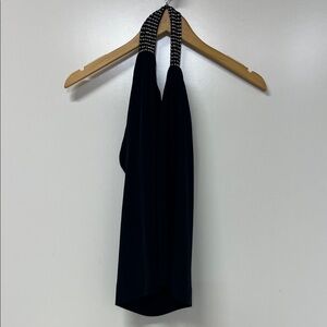 Express Halter Top, XS, Black, Sewn Sequin Accent, Built in Shelve Bra